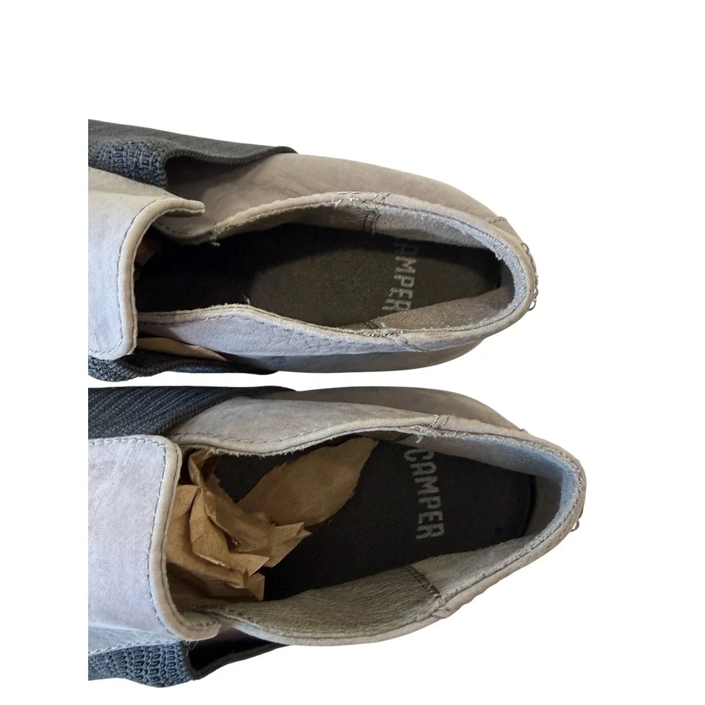 Camper Girls Grey Leather Slip On Ankle Boots, 35 /